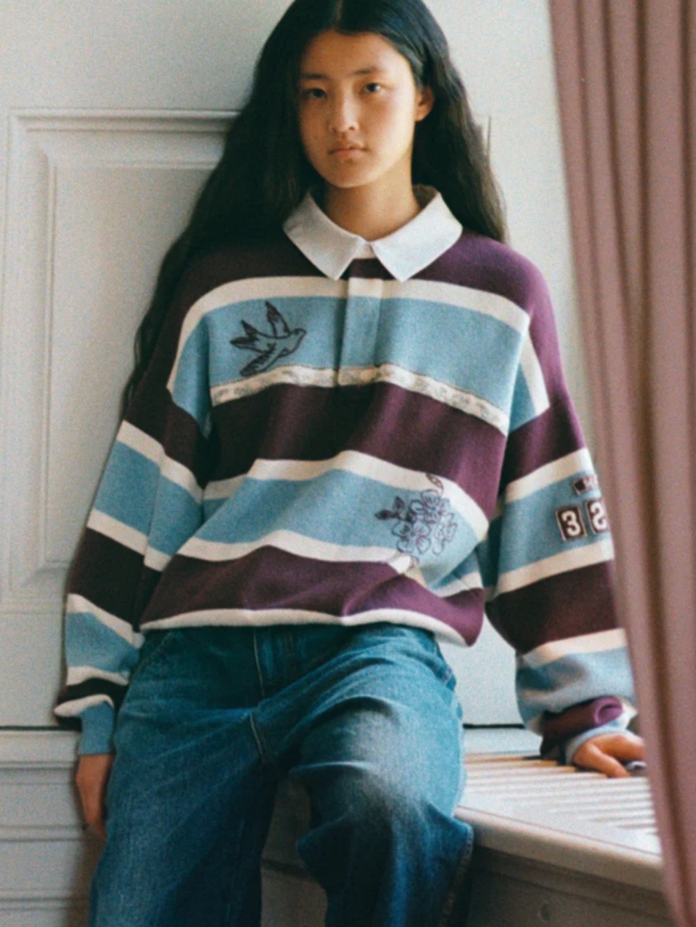 Sea New York Maroon and Blue Striped Top